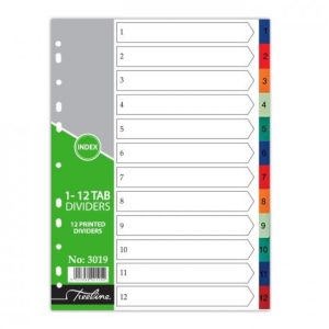 Treeline A4 PVC Numbered Index Tabs (1-12)