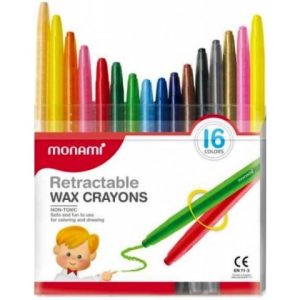 Monami Retractable Wax Crayons 16's