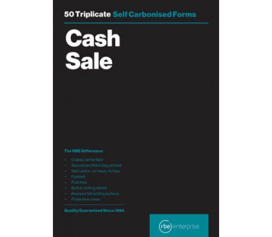 Rbe Self Carbonised Cash Sale Book Triplicate