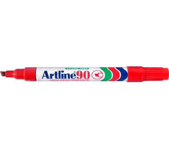 Artline EK-90 Chisel Tip Permanent Marker-Red
