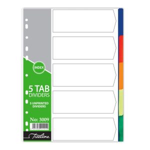 Treeline A4 PVC Index 5 Tab Plain